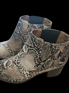 Maurices Snake-Print Ankle Booties in Beige and Black
